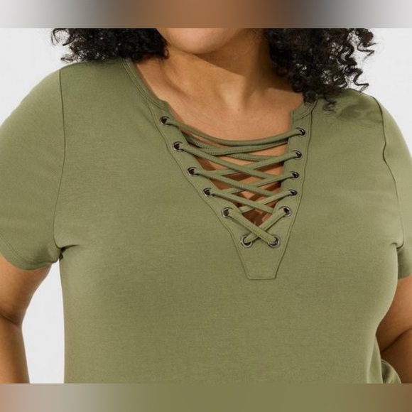 NWT TORRID Mini Jersey Lace Up Shift Slit Dress  *NWT* - Picture 3 of 4